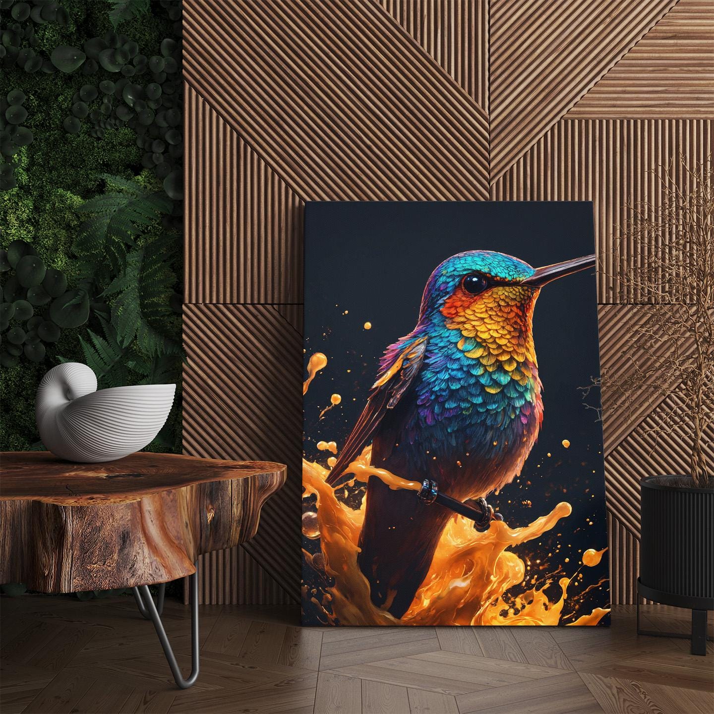 Vibrant Hummingbird Canvas Print | Colorful Bird Wall Art | Abstract ...