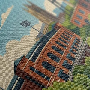 Durham North Carolina Canvas Print Wall Art, Vintage Travel Poster Decor, Retro Cityscape, Duke University Art, Lucky Strike Tobacco Gift image 6