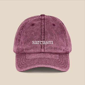 SARCASM Distressed Washed Vintage Embroidered Cap, Adjustable Baseball Hat Funny Meme Dad Cap Gift Unisex Style, Different Color Options