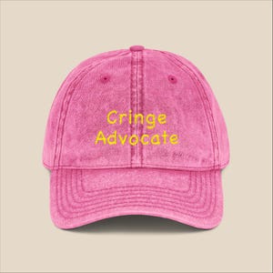 Cringe Advocate Distressed Washed Vintage Embroidered Cap, Y2K Casual Adjustable Baseball Hat Funny Meme Dad Cap Gift Unisex Style, 6 Colors