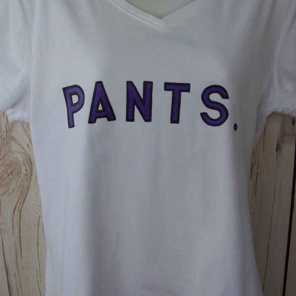 SALE - Hand-painted women's white v-neck t-shirt - Pants