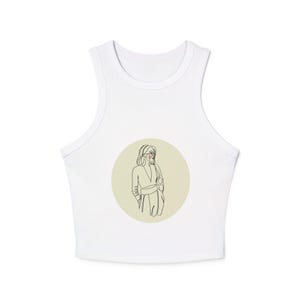 Chic Women&#39;s Racer Tank Top with Elegant Design, Casual Wear, Summer Fashion, Yoga Apparel, Gift for Her