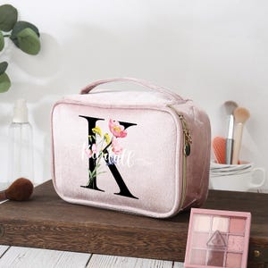 Bolsa de maquillaje personalizada con letra y nombre, regalo para dama de honor, neceser personalizado para ella, recuerdos de boda, regalo de cumpleaños para mujer.