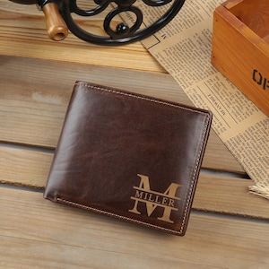 Benutzerdefinierte gravierbare Brieftasche aus Leder, personalisiertes Geschenk mit Muster, Geschenk für Ehemann, Freund, Vatertag