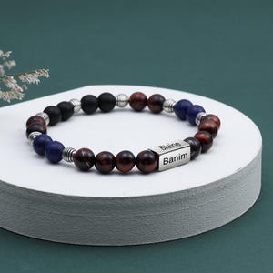 Personalized Beaded Name Bracelet for Men,Women,Custom Dad Bracelet with 4  Names, Men&#39;s Gift, Bracelet for Husband,Him, Father&#39;s Day