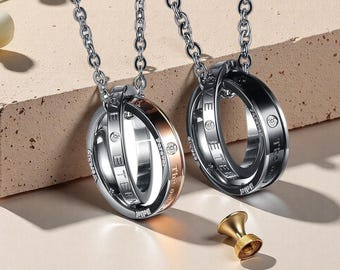 Collar de círculo entrelazado personalizado, collar minimalista para parejas, regalo de aniversario personalizado • Regalo para esposa y esposo, propuesta, regalo de amor