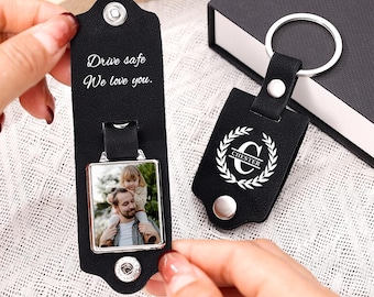 Personalisierter Foto Schlüsselanhänger aus Leder: Erinnerungsgeschenk mit Gravur