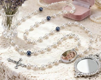Chapelet personnalisé avec photo en forme de croix, Un cadeau personnalisé avec votre photo, Un souvenir spécial pour toutes les occasions, un collier souvenir unique pour femme