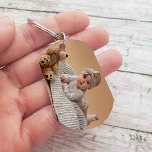 Personalized Photo Keychain: Engraved Date, New Dad Gift