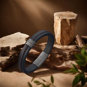 Personalized Dad Bracelet, Custom Men&#39;s Leather Bracelet，Name Beads, Kids Names Bracelet, Gift for Dad, Leather Jewelry for Father&#39;s Day
