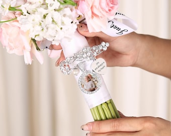 Custom Photo Wedding Bouquet Pin Brooch, Flower Bouquet Photo Charm,Memorial Picture Brooch, Bridal Bouquet Keepsake,Wedding Memorial Gifts