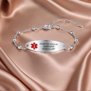 Bracelet d'alerte médicale personnalisé pour la famille, carte d'identité d'urgence gravée en acier inoxydable, cadeau de bijoux médicaux pour diabète, autisme, allergie