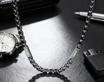 Collar personalizado para hombre con nombre de familia, colgante personalizado para hombre, regalo del Día del Padre para él, collar con nombre para papá, regalo para esposo, regalo para él