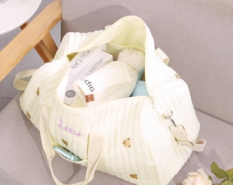 Customized newborn essentials bag.Personalized baby name storage bag.New mom hospital bag.First birthday gift for parents.Diaper bag for mom