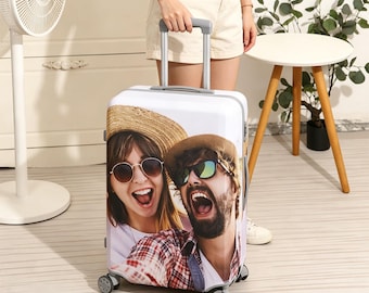 Personalized Photo Luggage Cover,Custom Travel Luggage Cover,Pet Luggage Cover,Funny Luggage Cover,Trip Luggage Protector,Travel Accessory