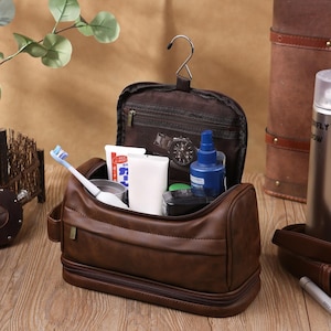 Personalized Leather Toiletry Bag: Monogrammed Travel Kit, Groomsmen Gift