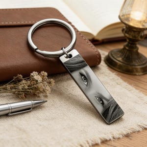 Llavero personalizado con foto del ojo de tu novia: regalo conmemorativo de acero inoxidable grabado, "Yo contigo", para parejas, novios, regalo de cumpleaños conmemorativo