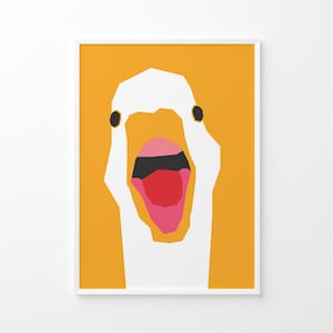 Honking Goose Art Print – Funny Bird Illustration – Bold Animal Wall Art from Hand-Cut Paper for Kitchen or Gallery Wall, UNFRAMED