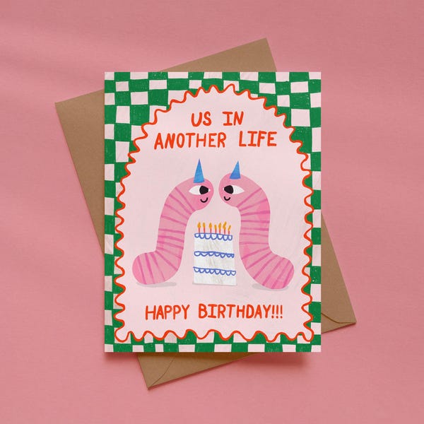 Funny Birthday Worms Greeting Card