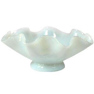 Opalina Empoli wavy glass bowl | Empoli, Italy, 1960s Glass Mid Century Modern mcm milky glass opalescent