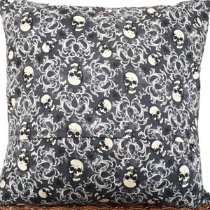 Skulls Halloween Pillow Cover Cushion Spiders Black Gray - Etsy