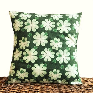 Celtic Shamrocks Pillow Cover Cushion Throw Pillow Irish St. Patrick's Day Green White St. Patrick's Decor 18x18