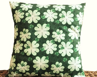 Celtic Shamrocks Pillow Cover Cushion Throw Pillow Irish St. Patrick's Day Green White St. Patrick's Decor 18x18