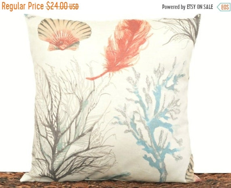 Christmas In July Sale Sea Coral Pillow Cover Cushion Blue Etsy