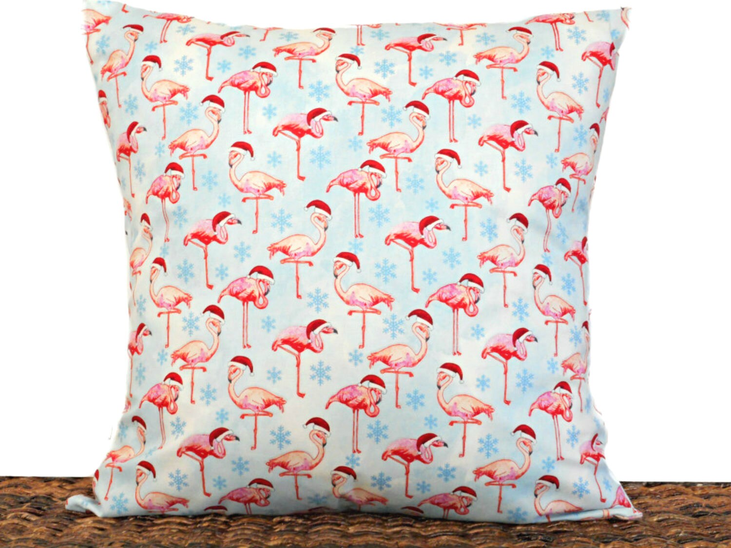 pink and blue santa hats