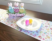 Easter Eggs Table Runner Butterflies Floral White Pink Yellow Purple Green Blue Orange Reversible Buffet Easter Decor
