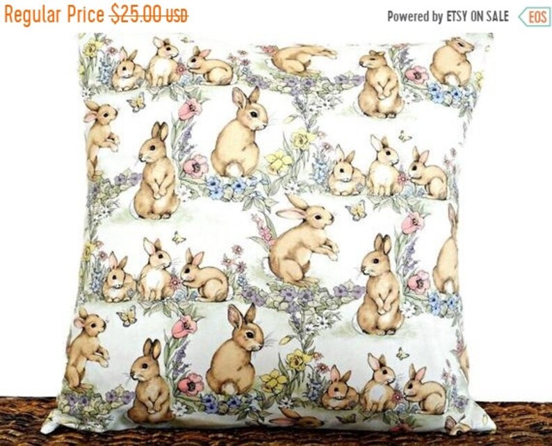 Christmas In July Sale Bunnies Pillow Cover Cushion Easter Etsy