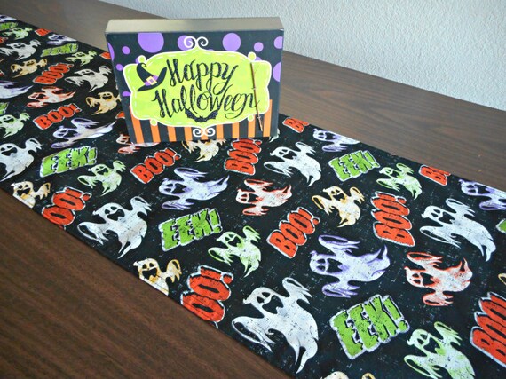 Ghosts Halloween Table Runner Boo Eek Black Cats Witches | Etsy