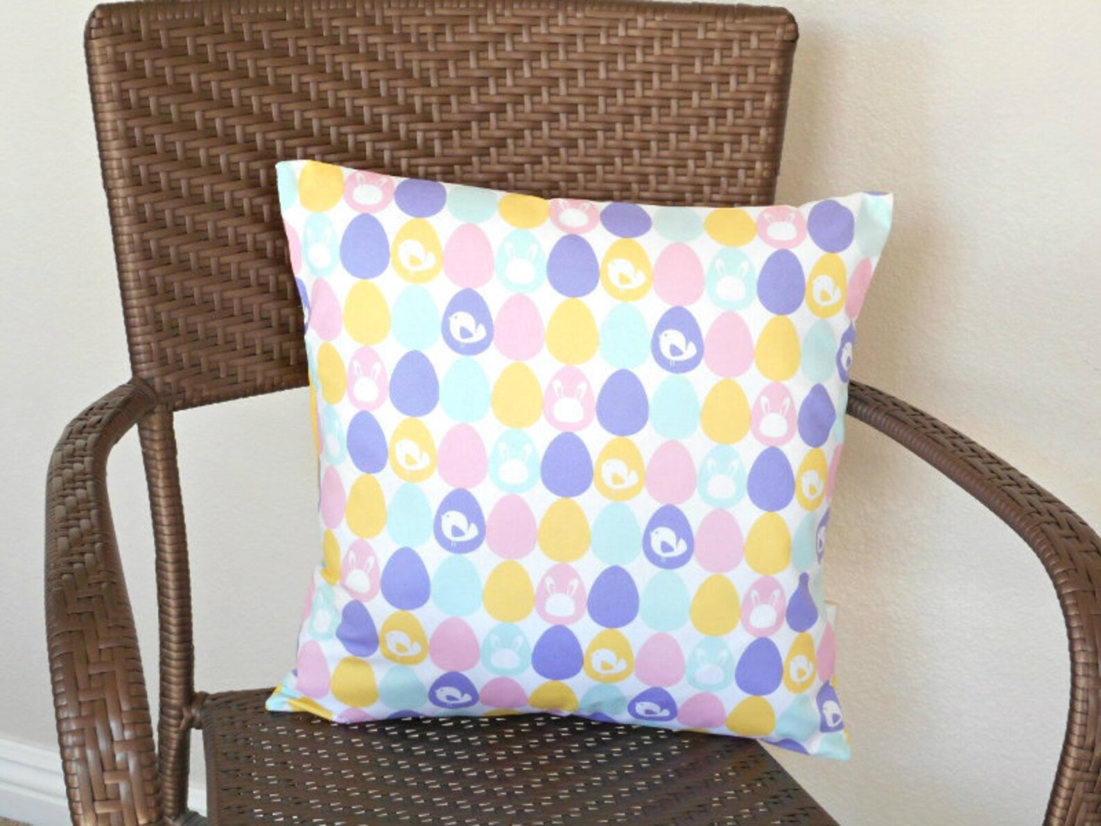 Easter Pillow Cover Cushion Eggs Bunnies Chicks Pink Purple Etsy
