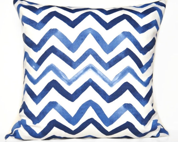 Blue Chevron Pillow Cover Navy Periwinkle Blue White Etsy