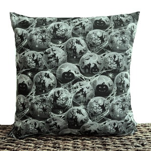 Halloween Pillow Cover: Black Cats, Witches, Spiders - 18x18
