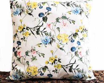 Floral Spring Pillow Cover Cushion Easter Blue Yellow Pink Green White Decorative Easter Decor 18x18