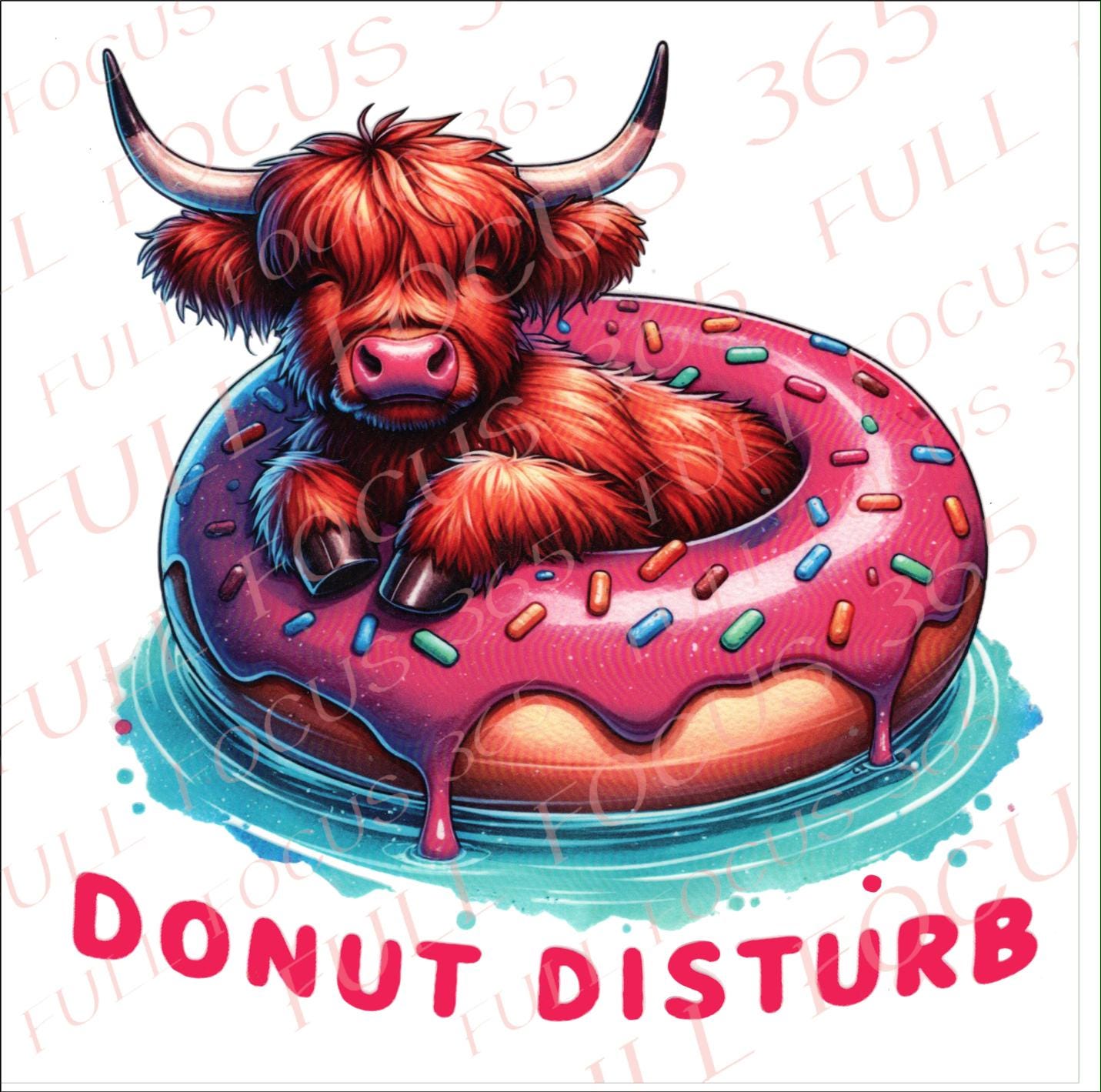 ドーナツの邪魔をする牛（ドーナツデジタルデザイン、dtf、昇華png）