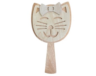 Kitty Hand Mirror, Downloadable ZIP includes Project Sheet, SVGs, VCarve Desktop 9.5 Files for CNC Router
