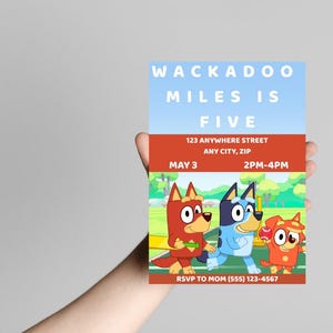 Cartoon Dog Birthday Invitation & Thank You Card | Editable Kids Party Set | Puppy-Themed Digital Download | Fun Animal Party Invite