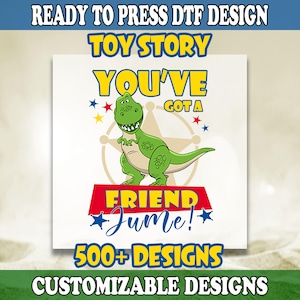 Disney Pixar Toy Story Rex DTF Transfer, Toy Story Rex Dinosaur DTF, Toy Story Characters Ready To Press, Toy Story Matching Heat Press