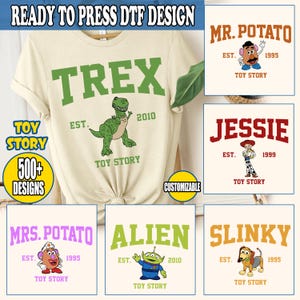 Toy Story Characters DTF Transfer, Buzz Woody Jessie Slinky Aliens Rex Dtf, Disney Matching Ready To Press, Disney Family Trip Heat Press