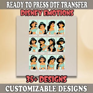 Jasmine DTF Transfer, Princess DTF, Jasmine Ready to Press Transfer, Princess Iron On Transfers, Magic Kingdom Heat Transfer, Disneyland Dtf
