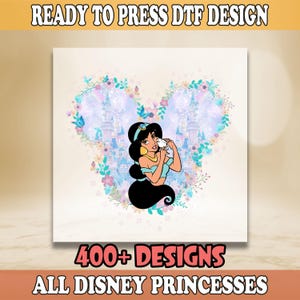 Disney Princess Jasmine DTF Transfer, Disney Ready To Press, WDW Magic Kingdom Heat Transfer, Disneyland Birthday Family Vacation DTF