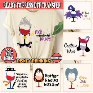 Disney Drinking DTF Transfer, Drinking Around The World Heat Transfer, Disney Wine DTF, Epcot DTF Transfers, Drinking Team Ready To Press