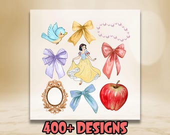 Princess Snow White Coquette Bow DTF Transfer, Princess Ready To Press, Disney Coquette DTF,Girls Disney Image Transfer, Princess Heat Press