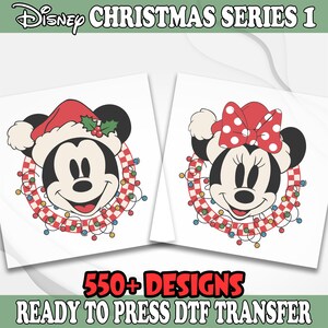 Disney Christmas DTF Transfer, Mickey Minnie Xmas Heat Transfer, Family Matching Ready To Press, Disneyland Dtf, Christmas On Main Street