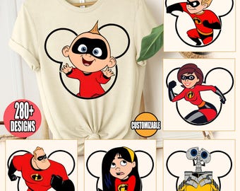 The Incredibles Family DTF, Mrs and Mr Incredible Heat Transfer, Disney Ready to Press, Disney Characters DTF, WDW Disneyland Ready To Press