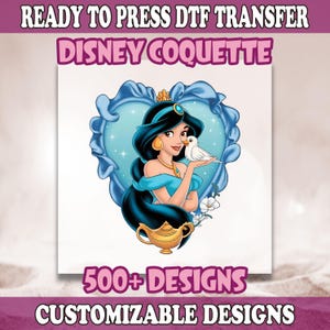 Princess Jasmine DTF, Disney Ready To Press, Disney Princess Transfer, Princess Jasmine Heat Transfer, Disneyland Family Vacation DTF