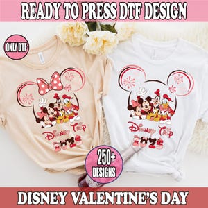 Mickey and Minnie Valentine Couple DTF Transfer, Disney Ready To Press, Disneyland Valentine&#39;s Day DTF, Disney Family Trip 2025 Heat Press