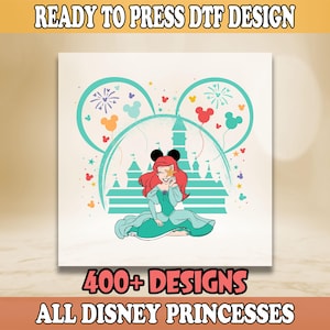 Disney Princess Ariel DTF Transfer, The Little Mermaid DTF, Magic Kingdom Image Transfer, Disney Ready To Press, Disney Princess Heat Press